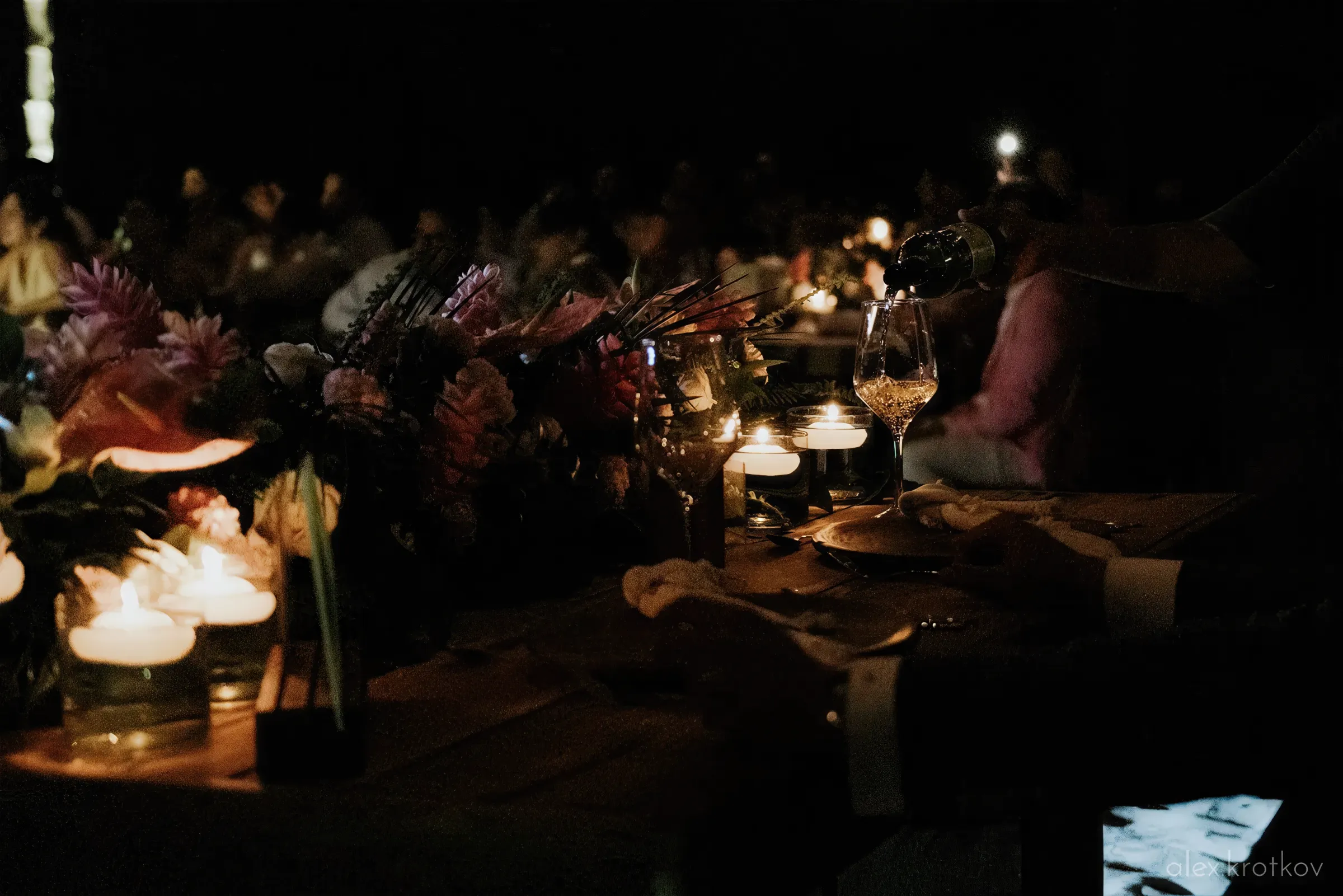 Table with flower in the dark